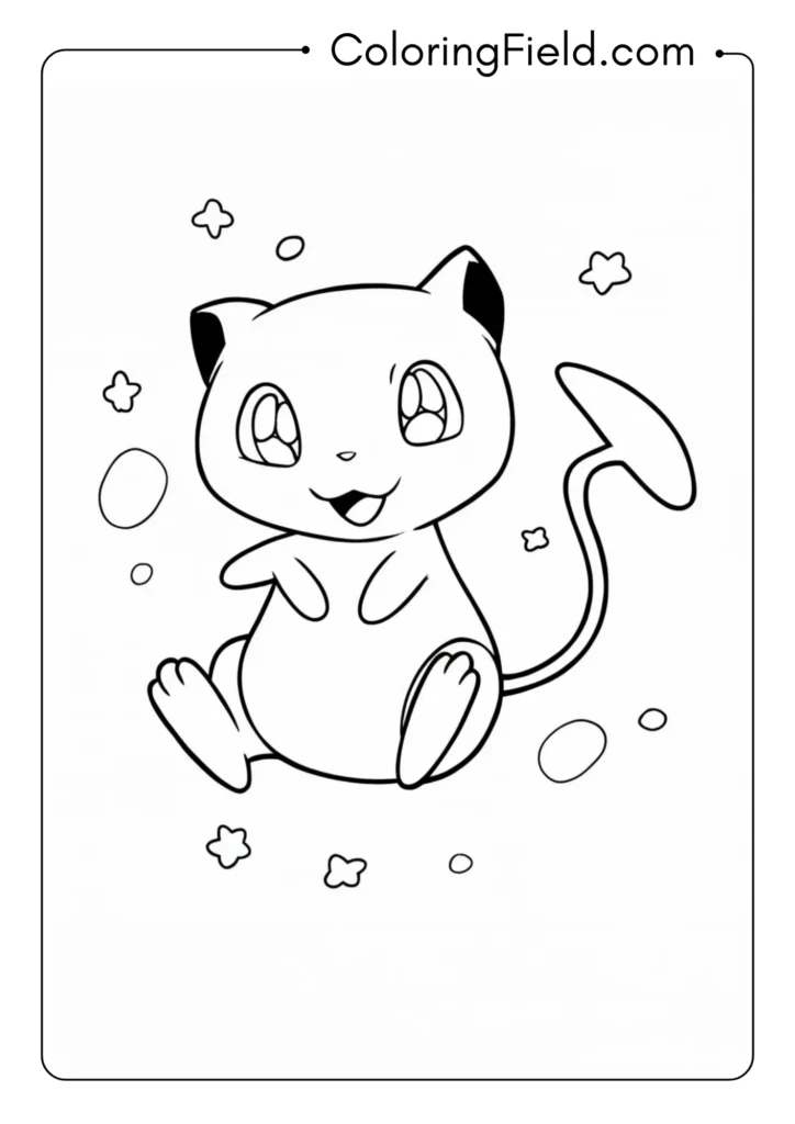 Mew floating playfully