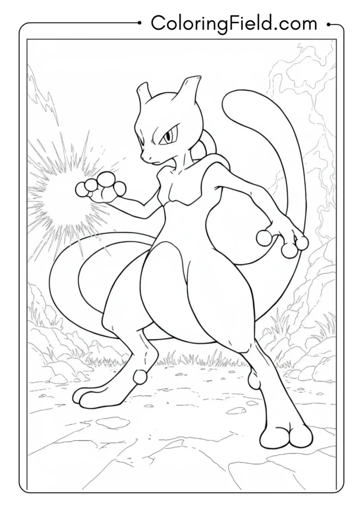 Mewtwo in a battle stance