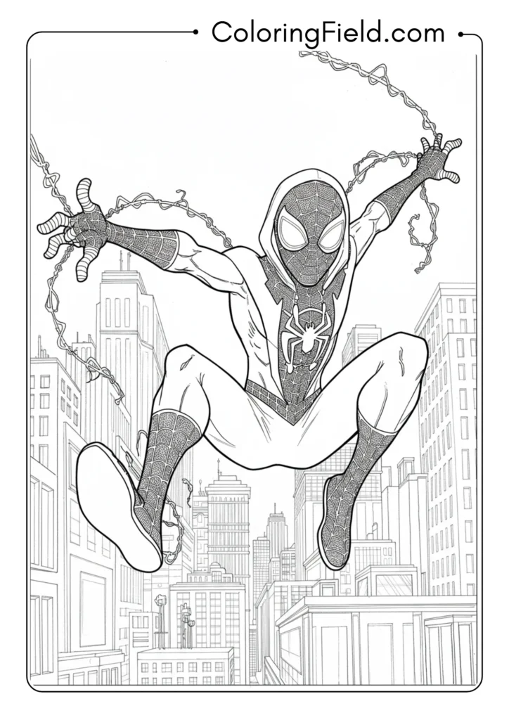 Miles Morales in his black and red Spider-Man suit