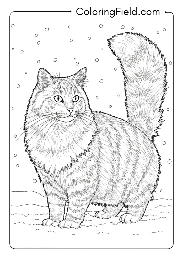 Norwegian Forest Cat in Winter