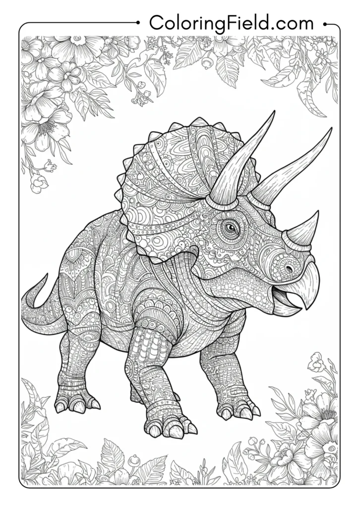 Ornate Triceratops with detailed skin patterns