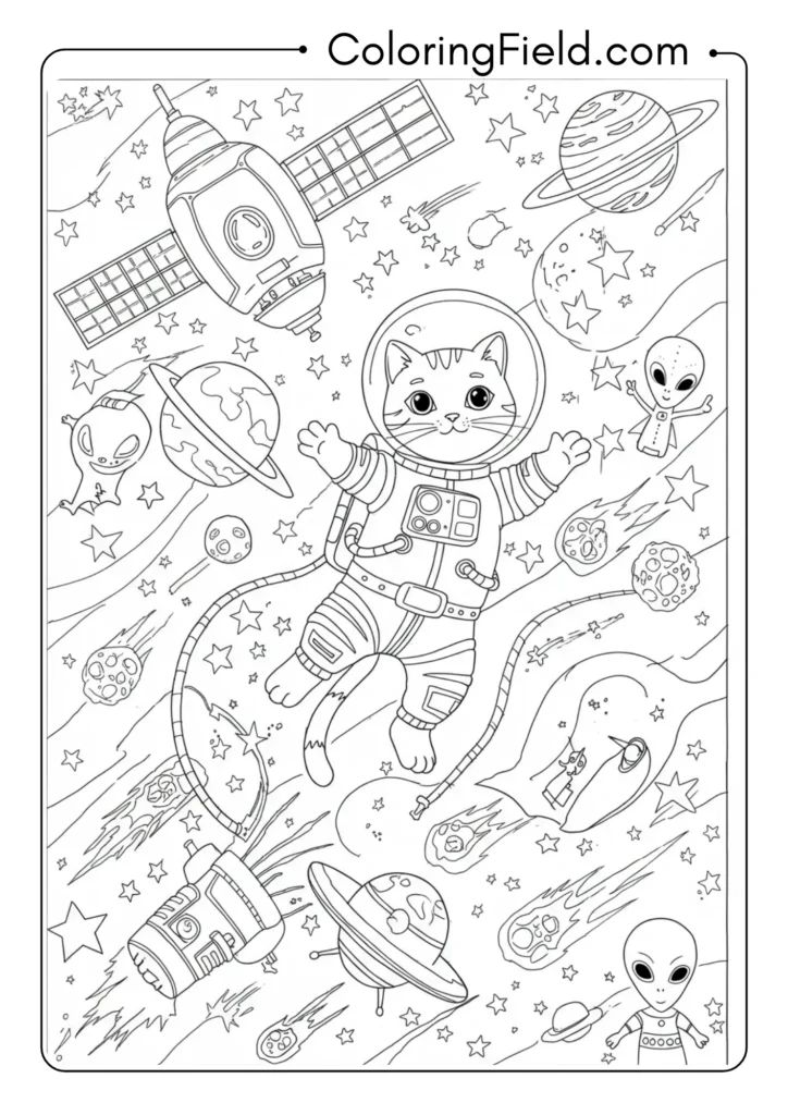 Outer Space Cat Astronaut