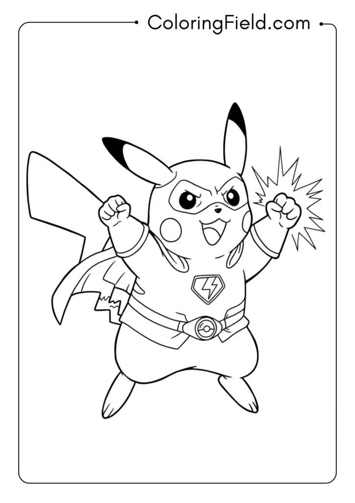 Pikachu dressed as a superhero