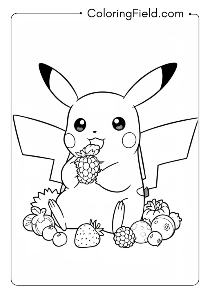 Pikachu eating berries