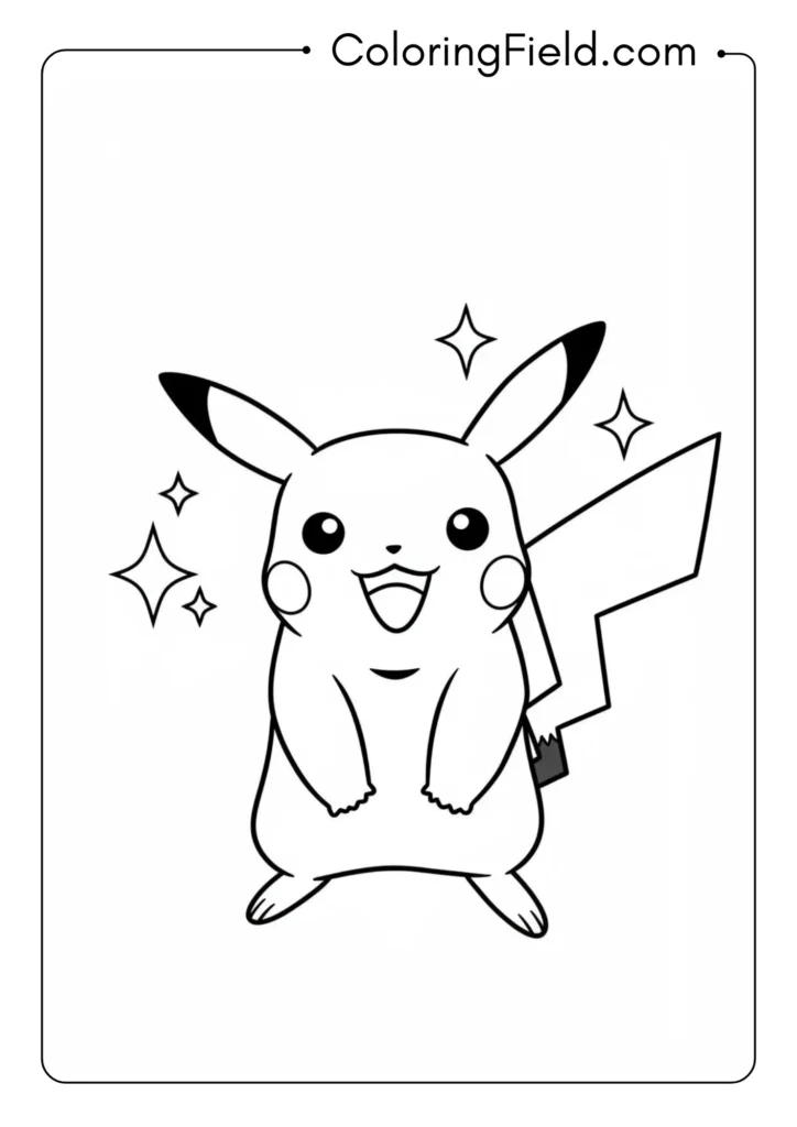 Pikachu smiling with cheeks sparking
