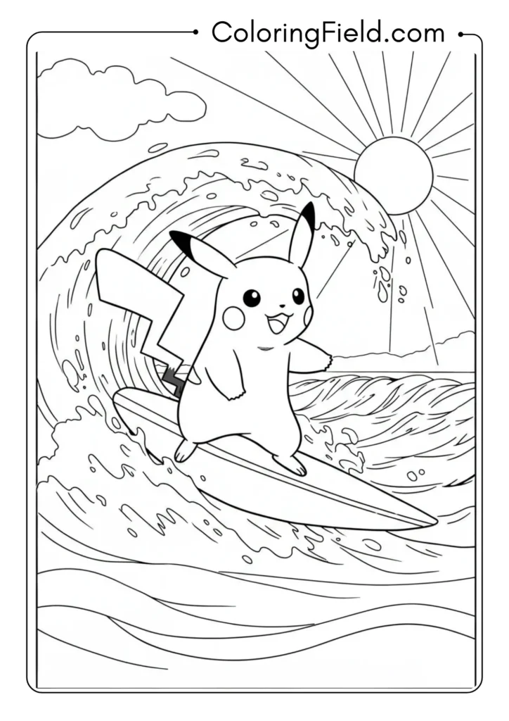 Pikachu surfing