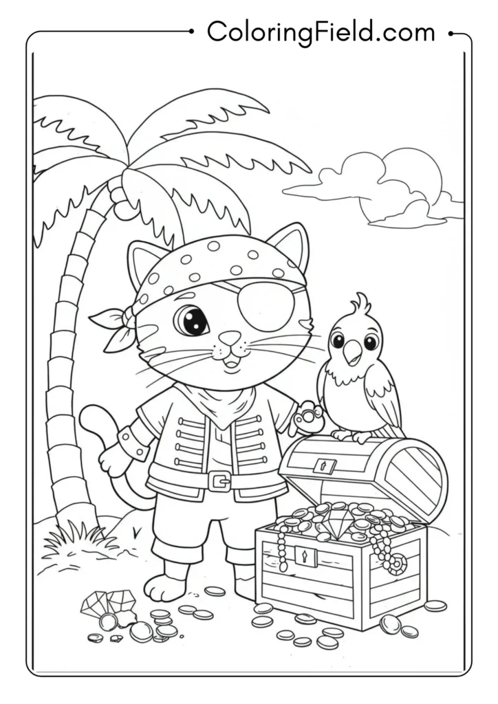 Pirate Cat with Treasure