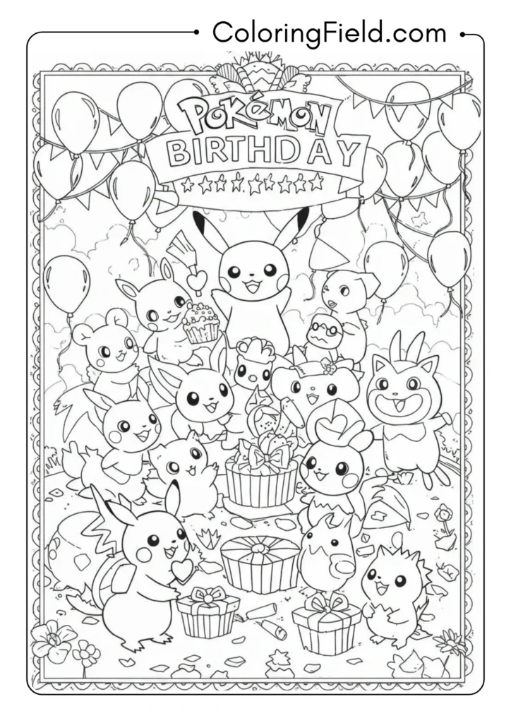Pokemon celebrating a birthday party