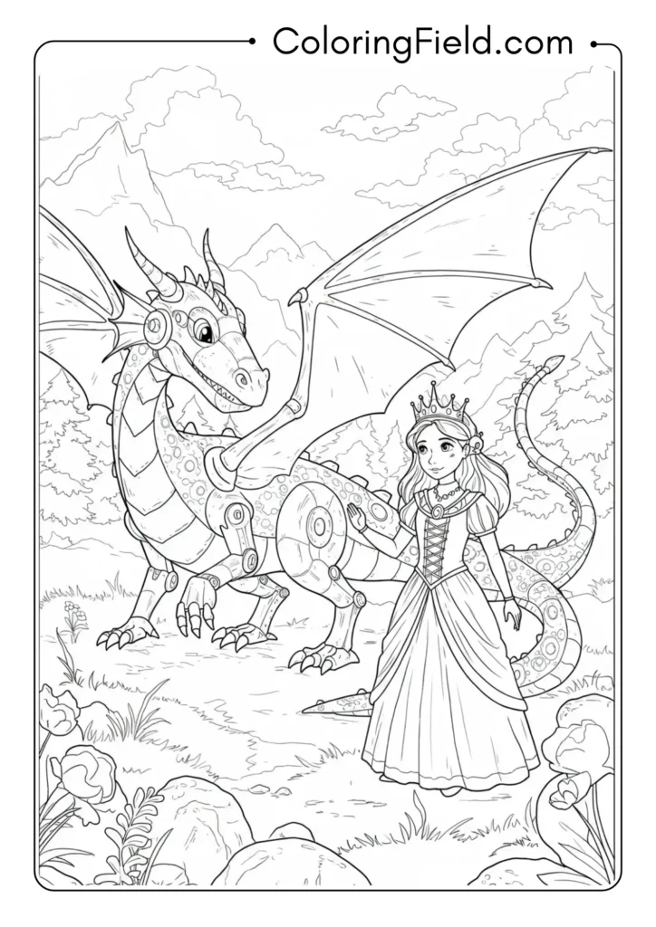 Princess with Mechanical Dragon