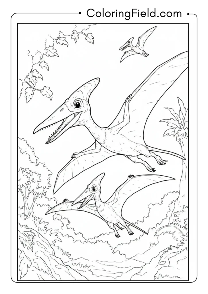 Pterodactyl parent with baby,