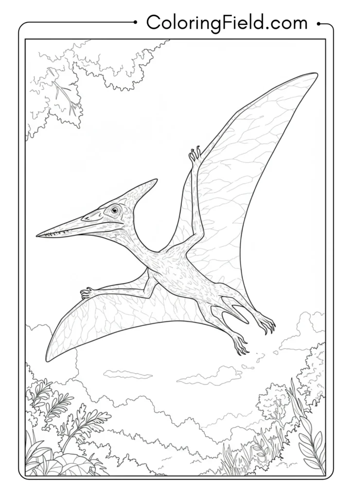 Pterodactyl shown from underneath during flight