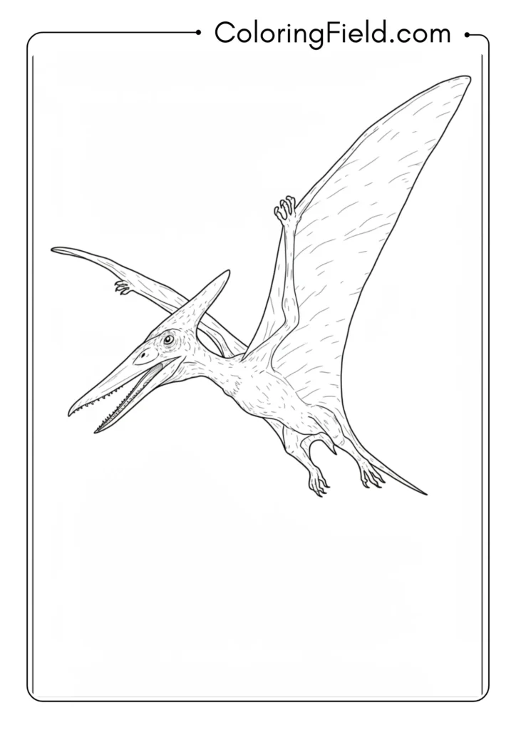 Pterodactyl soaring with wings fully extended