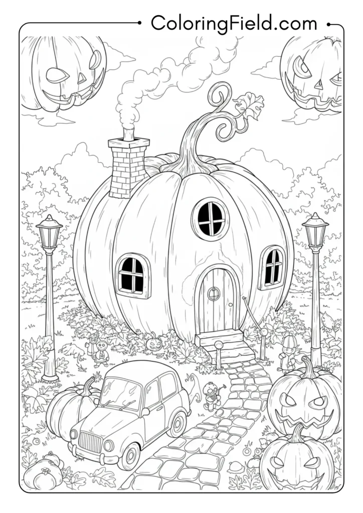 Pumpkin Village Fantasy Scene