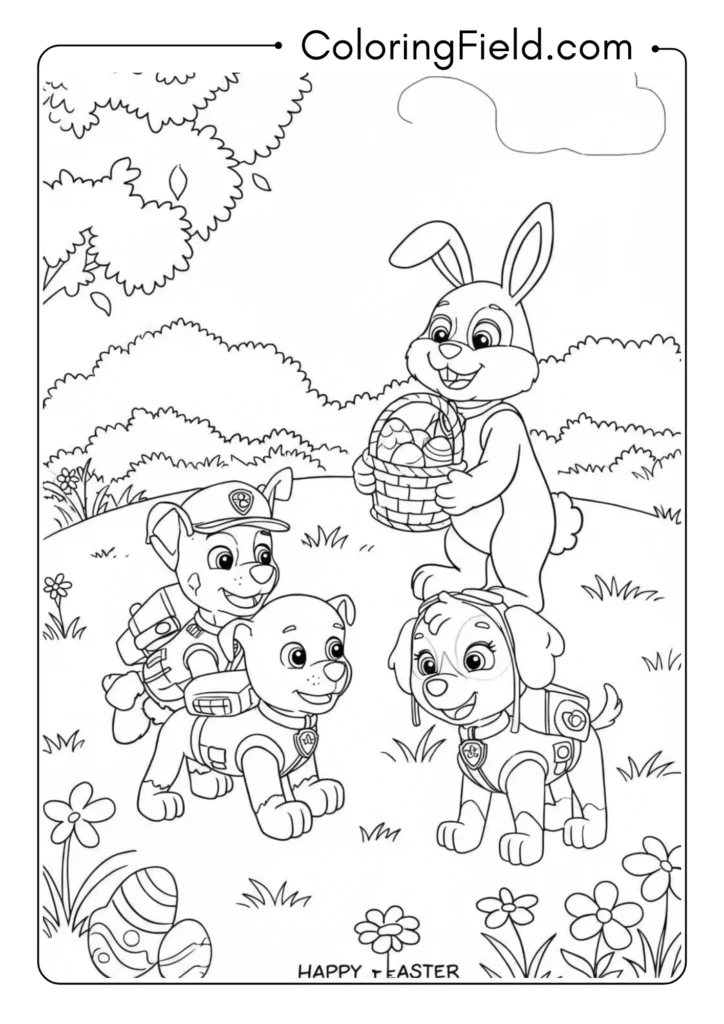 Pups with Easter Bunny