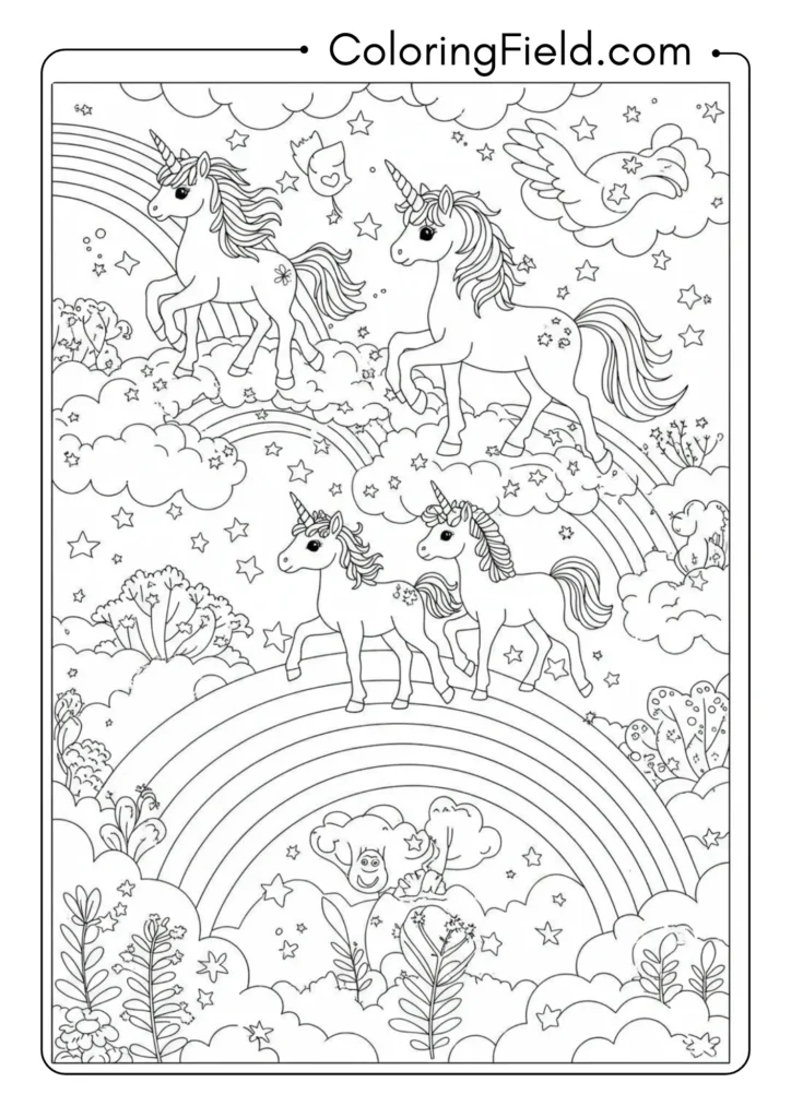 Rainbow Unicorn Family