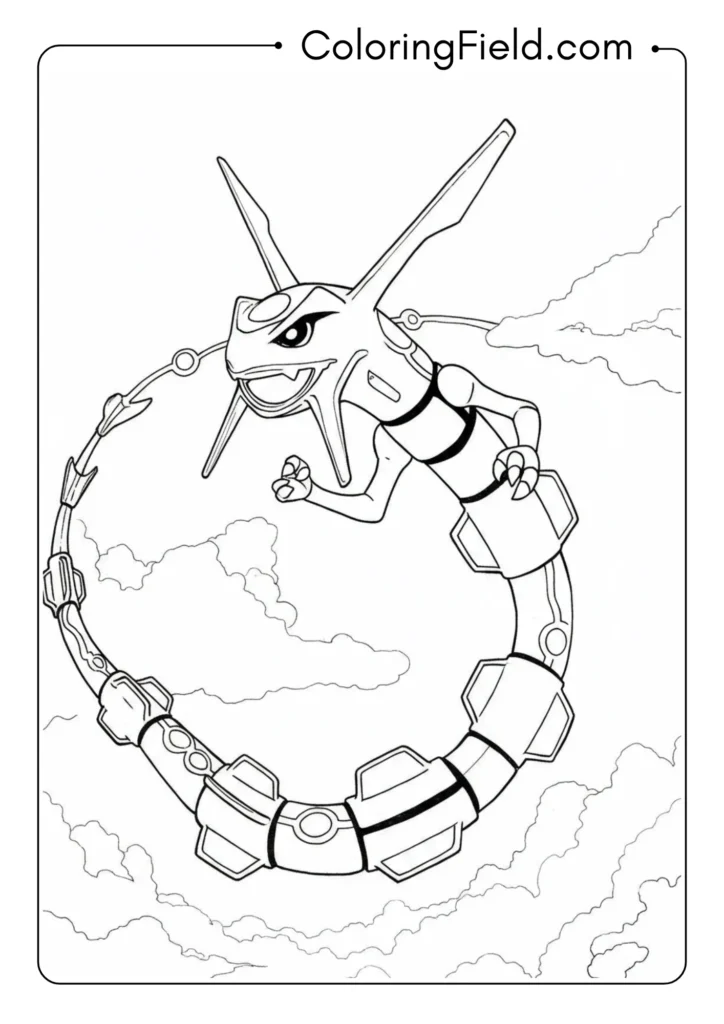 Rayquaza flying in the sky