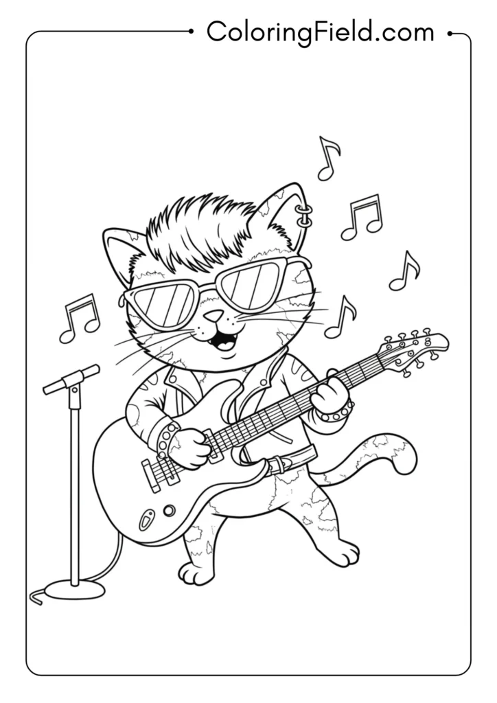 Rock Star Cat with Guitar