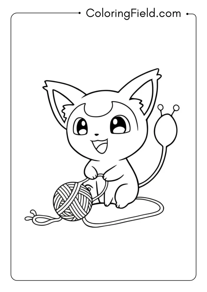 Skitty playing with yarn