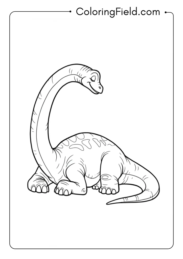 Sleeping Brachiosaurus with neck curled back in a relaxed position