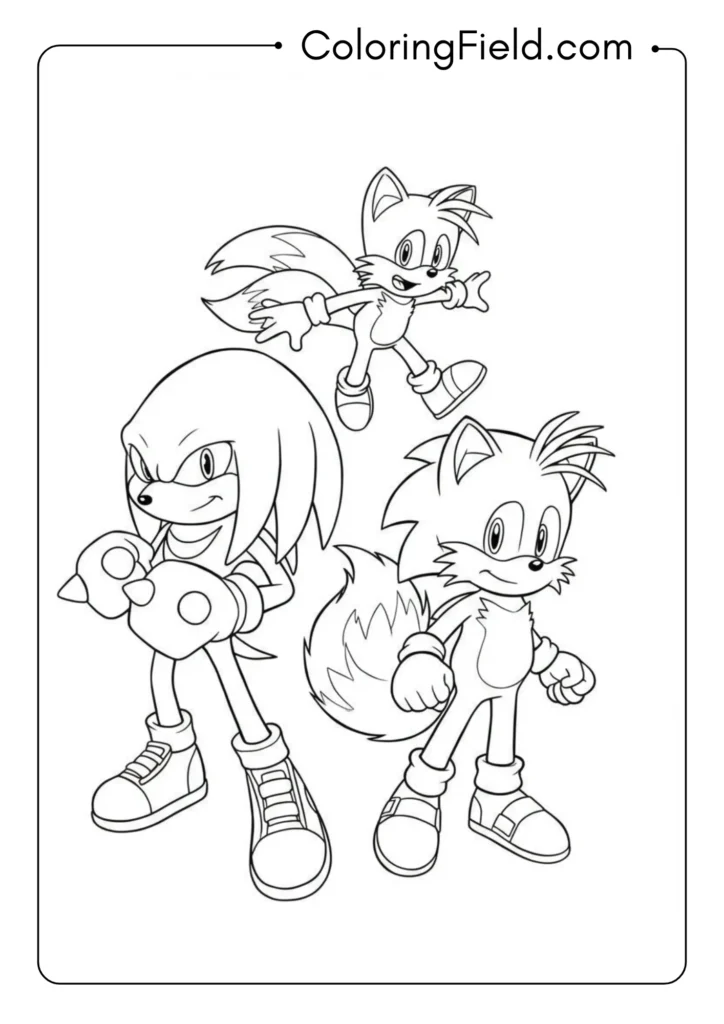 Sonic, Tails, and Knuckles from the second movie, team pose