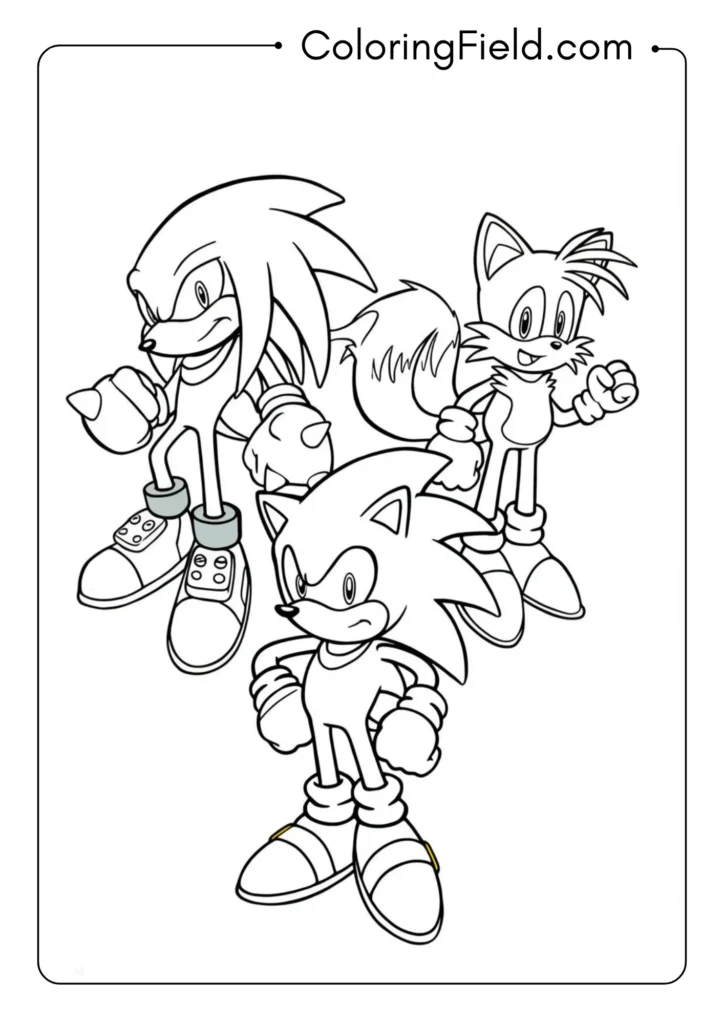 Sonic, Tails, and Knuckles team pose, classic trio