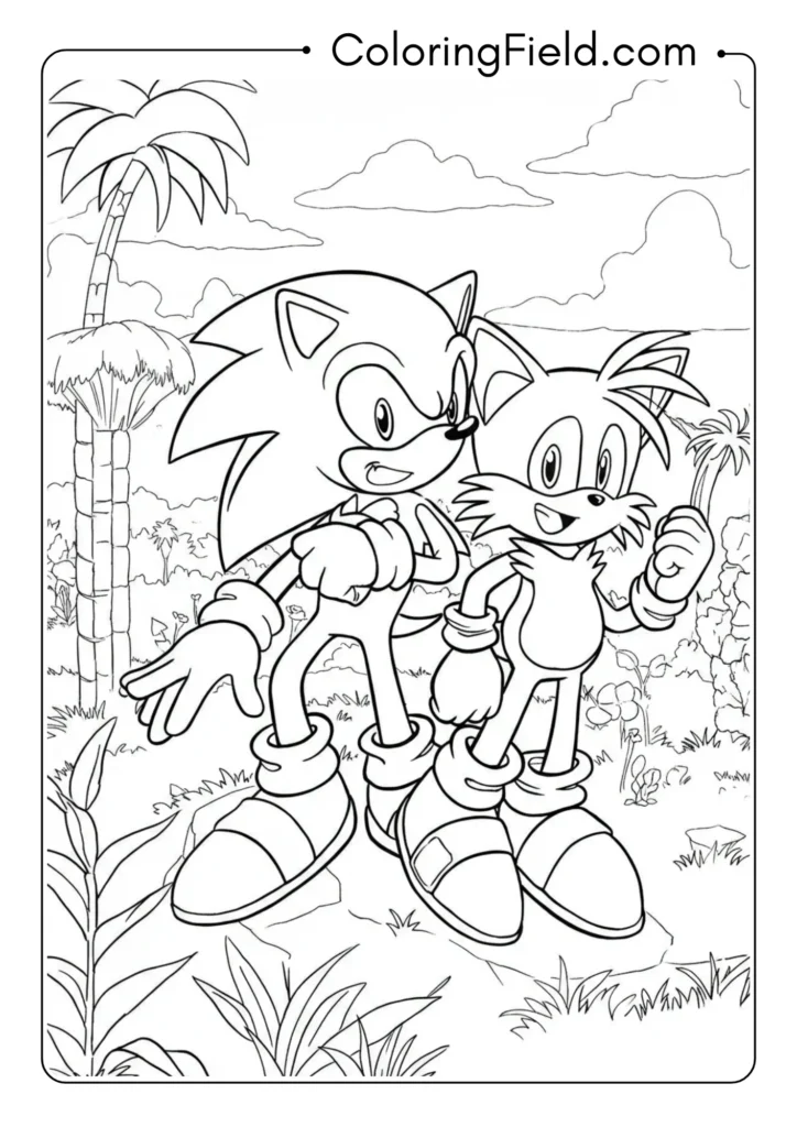 Sonic and Tails best friends pose, duo scene