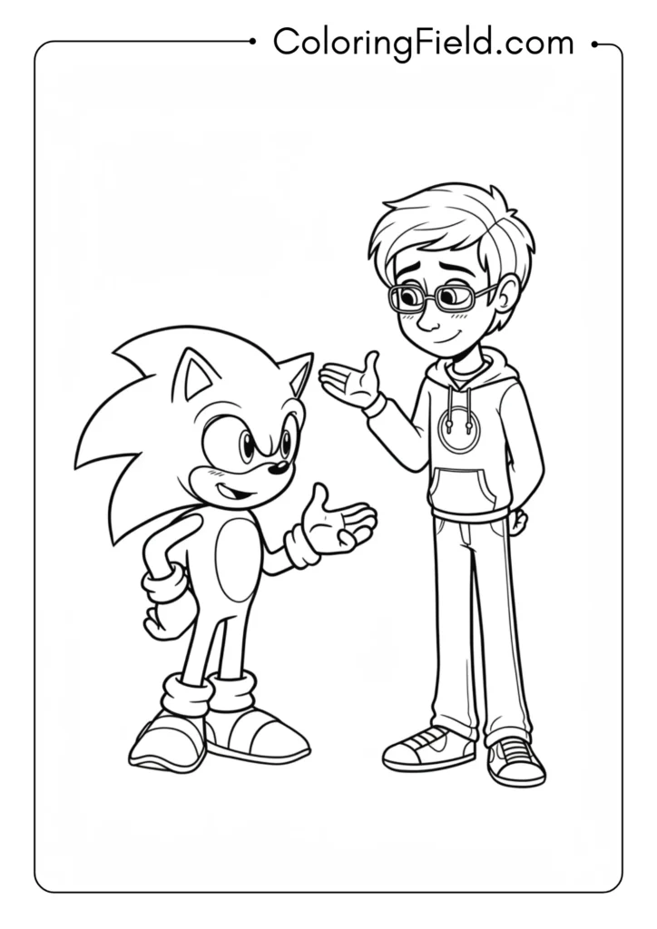Sonic and Tom Wachowski from the movie, friendship scene