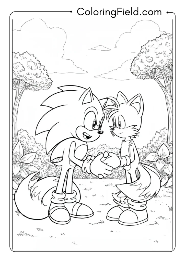 Sonic meeting Tails at the end of the first movie, friendship moment