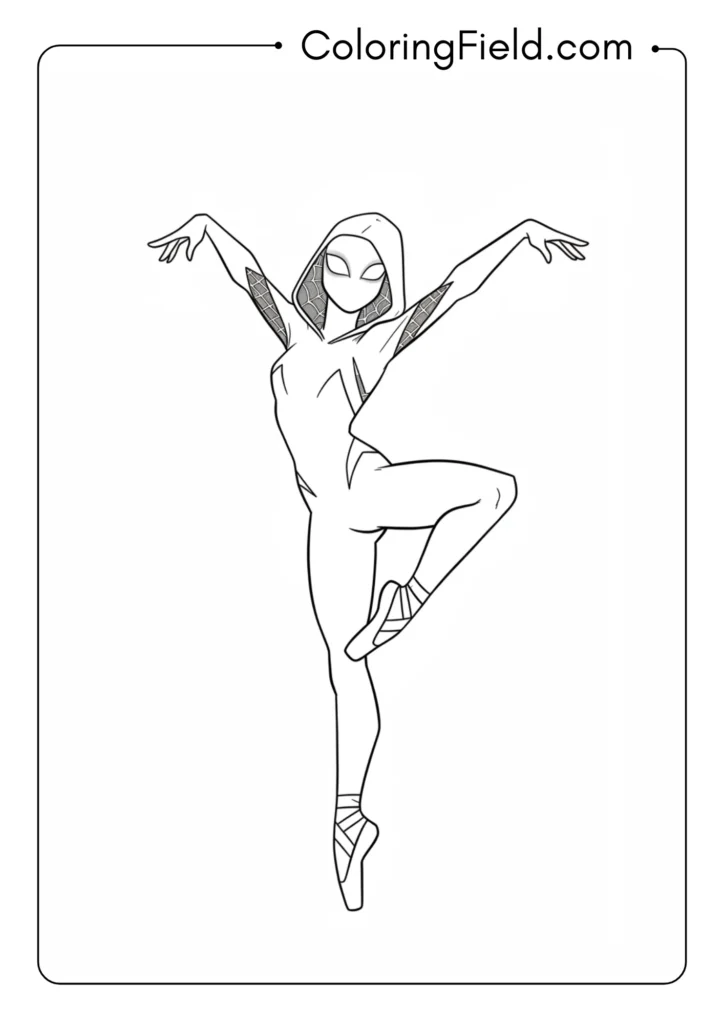 Spider-Gwen in a ballet-inspired pose