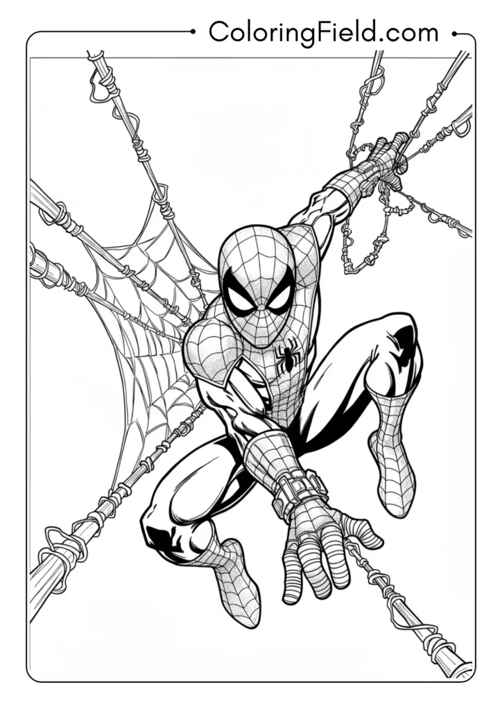 Spider-Man creating a web shield