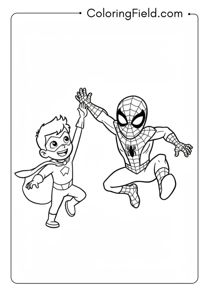 Spider-Man high-fiving a child hero