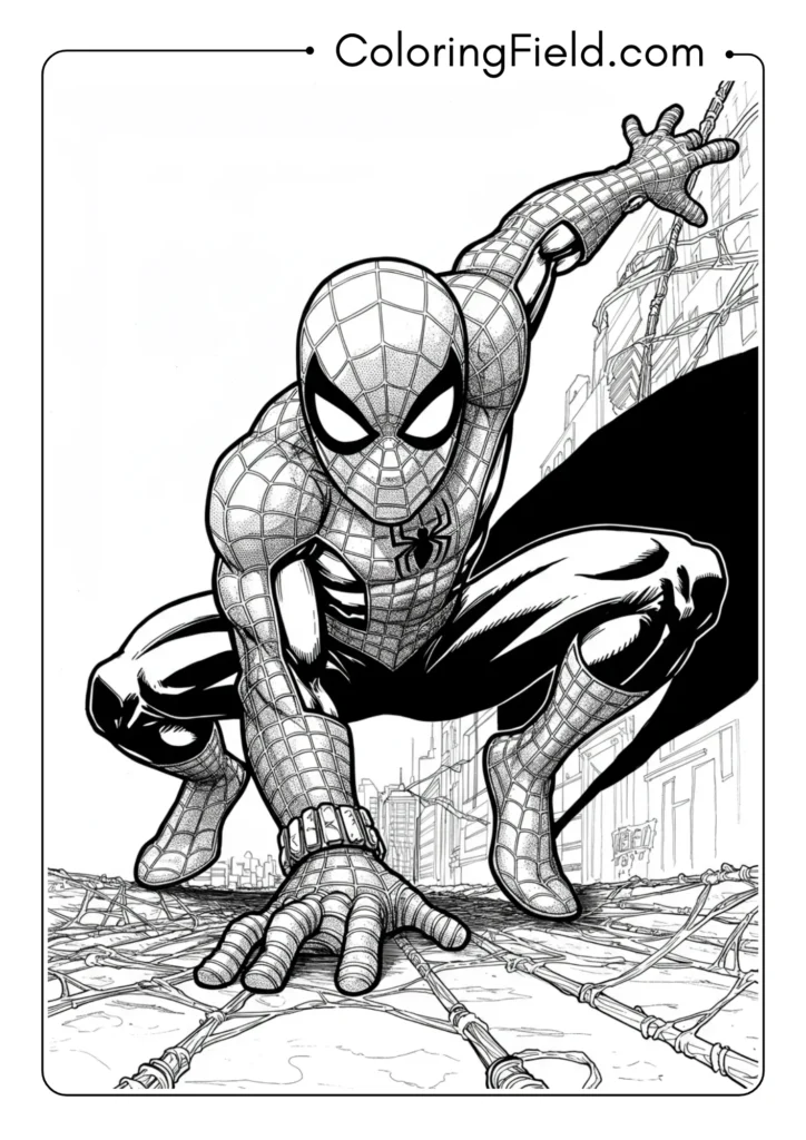 Spider-Man in dramatic lighting conditions