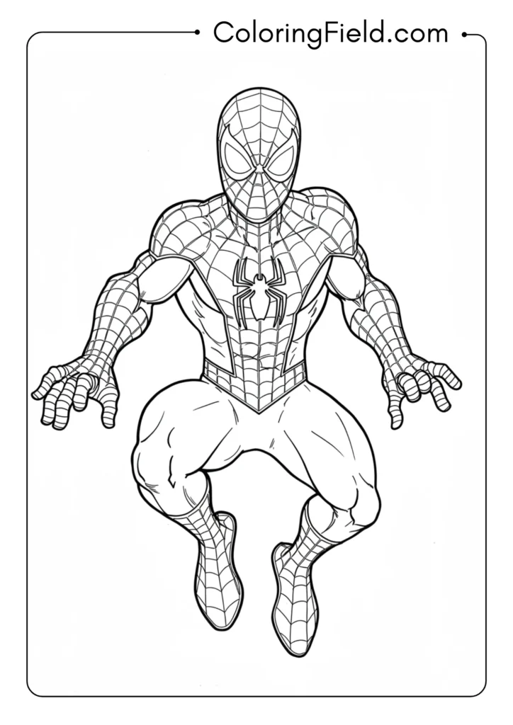 Spider-Man showing the layers of his costume