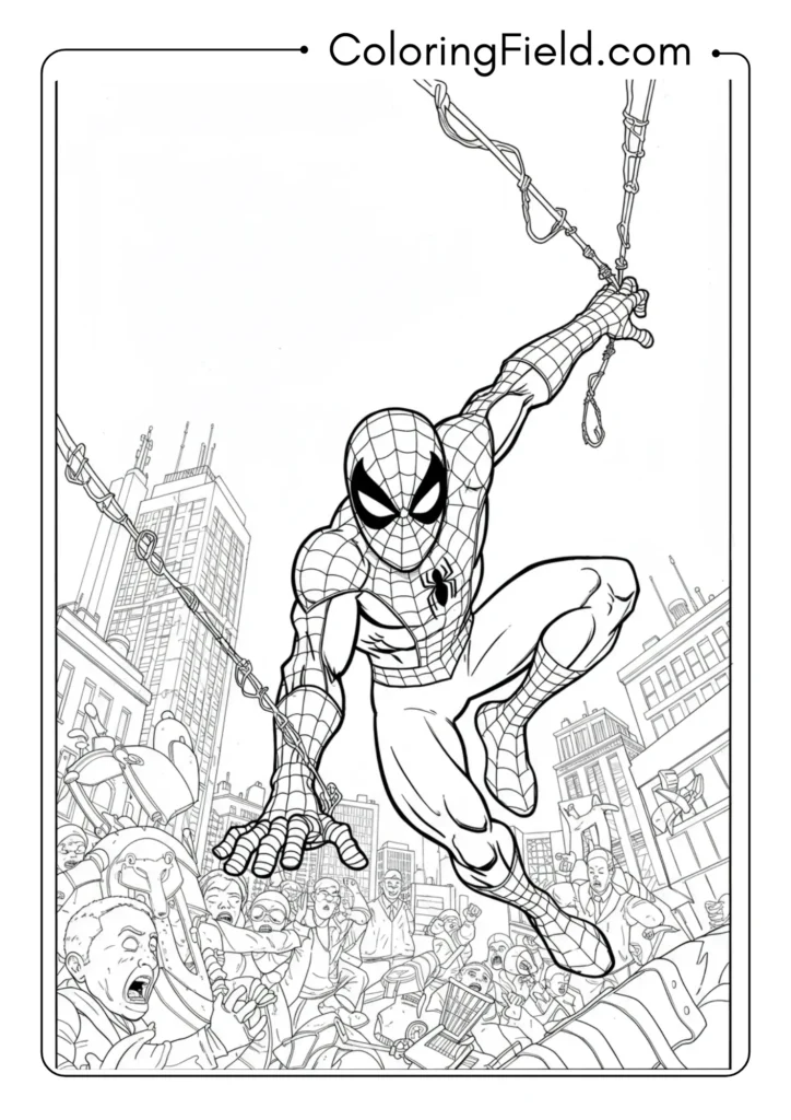 Spider-Man using web lines