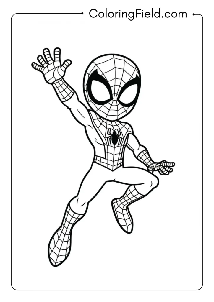 Spider-Man waving hello with a friendly posture
