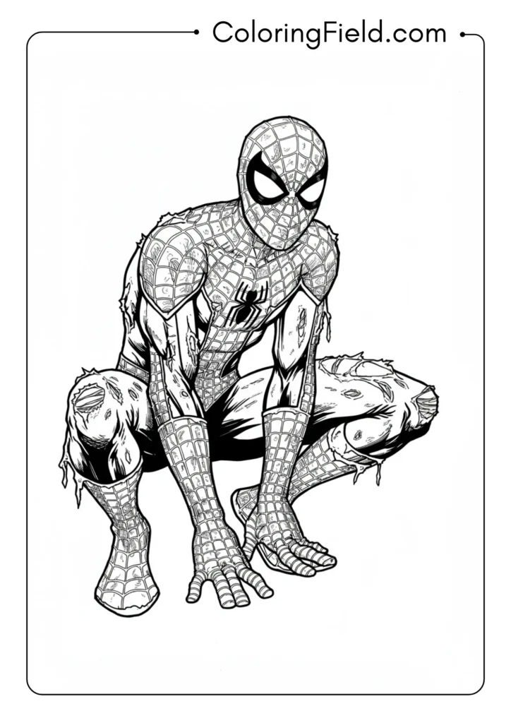 Spider-Man with realistic costume damage