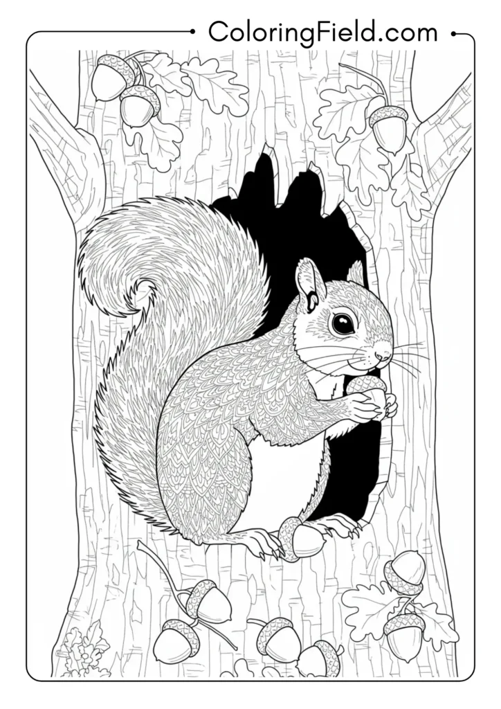 Squirrel's Winter Preparation Scene