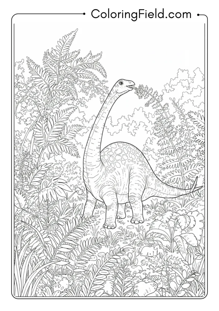 Stegosaurus feeding on tall ferns