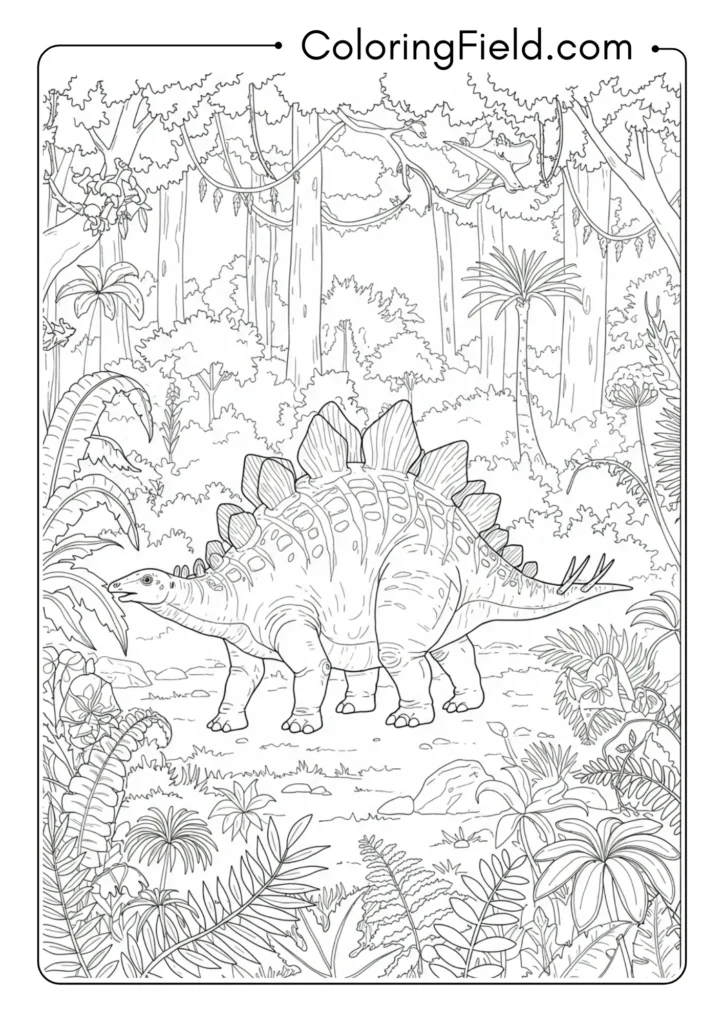 Stegosaurus in a prehistoric forest