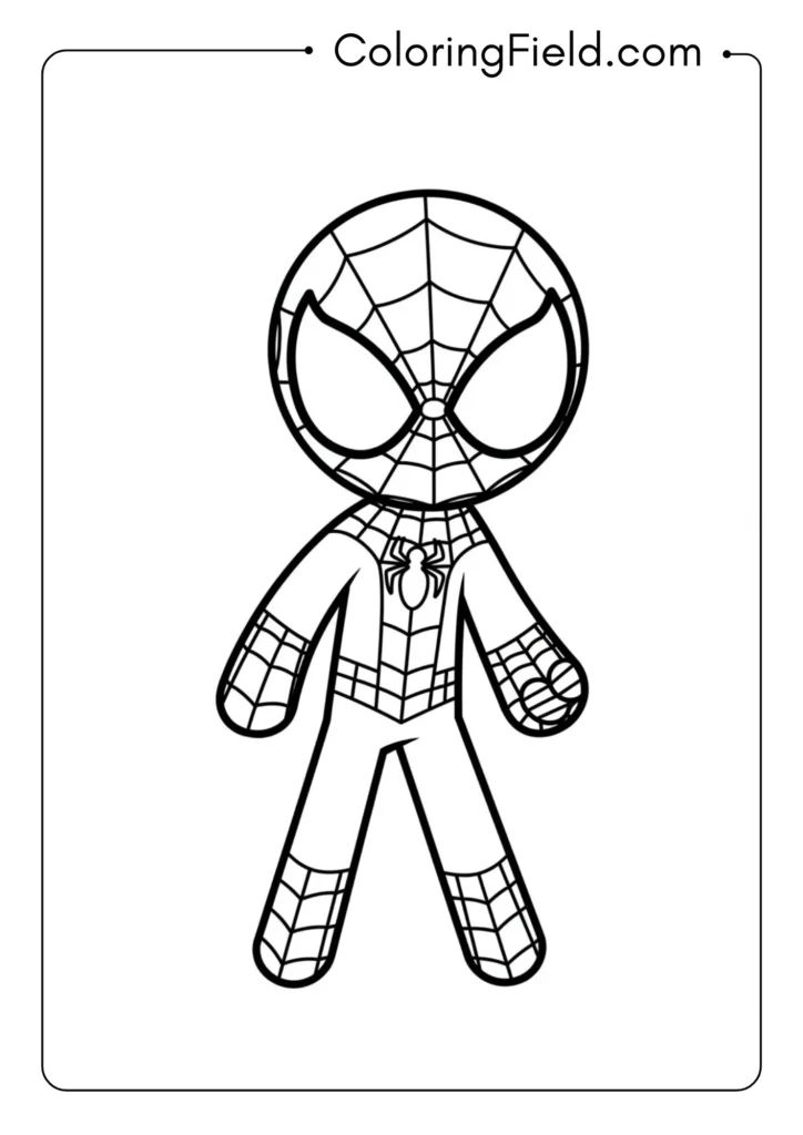 Stick-figure inspired Spider-Man with circular head