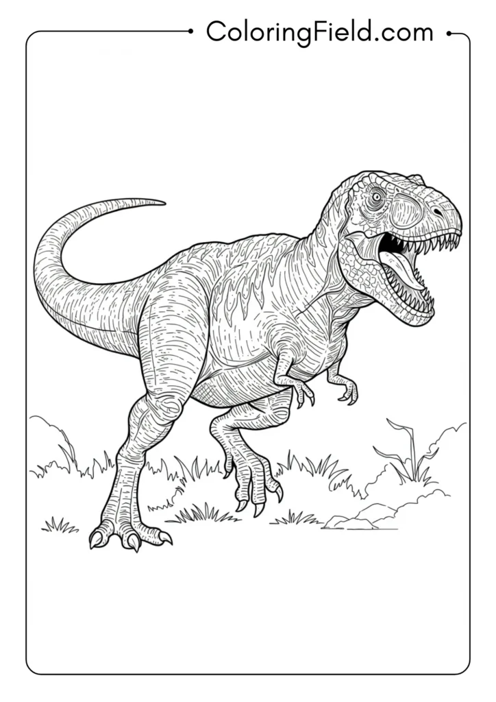 T-Rex in running position with body horizontal