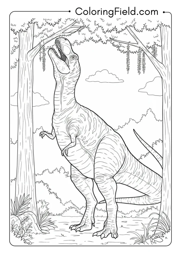 T-Rex reaching up to grab food from tall trees