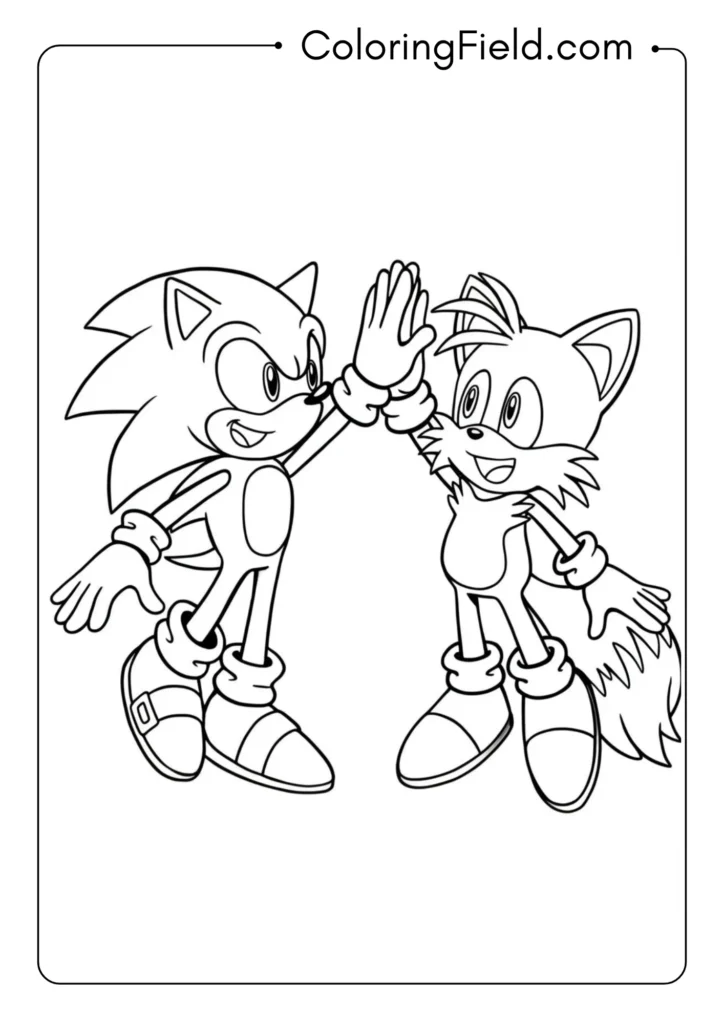 Tails and Sonic high-fiving, friendship pose