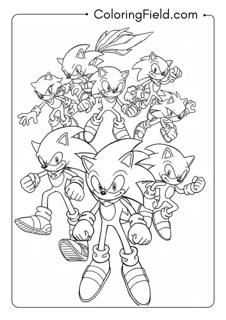 Team Sonic ready for action, dynamic group pose