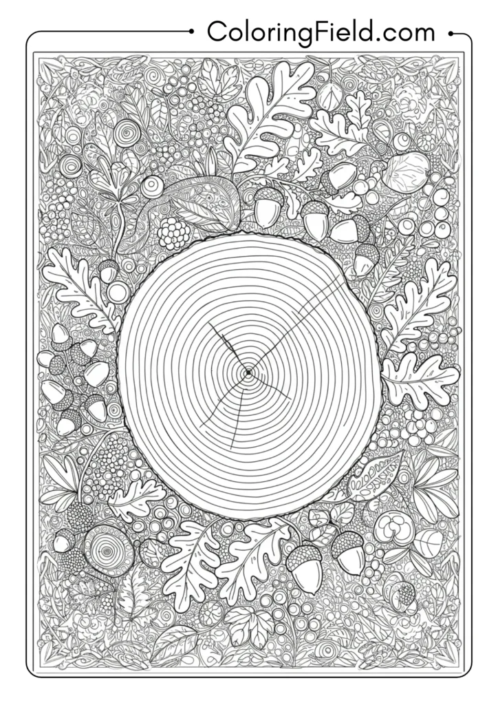 Tree Ring Cross-Section with Seasons