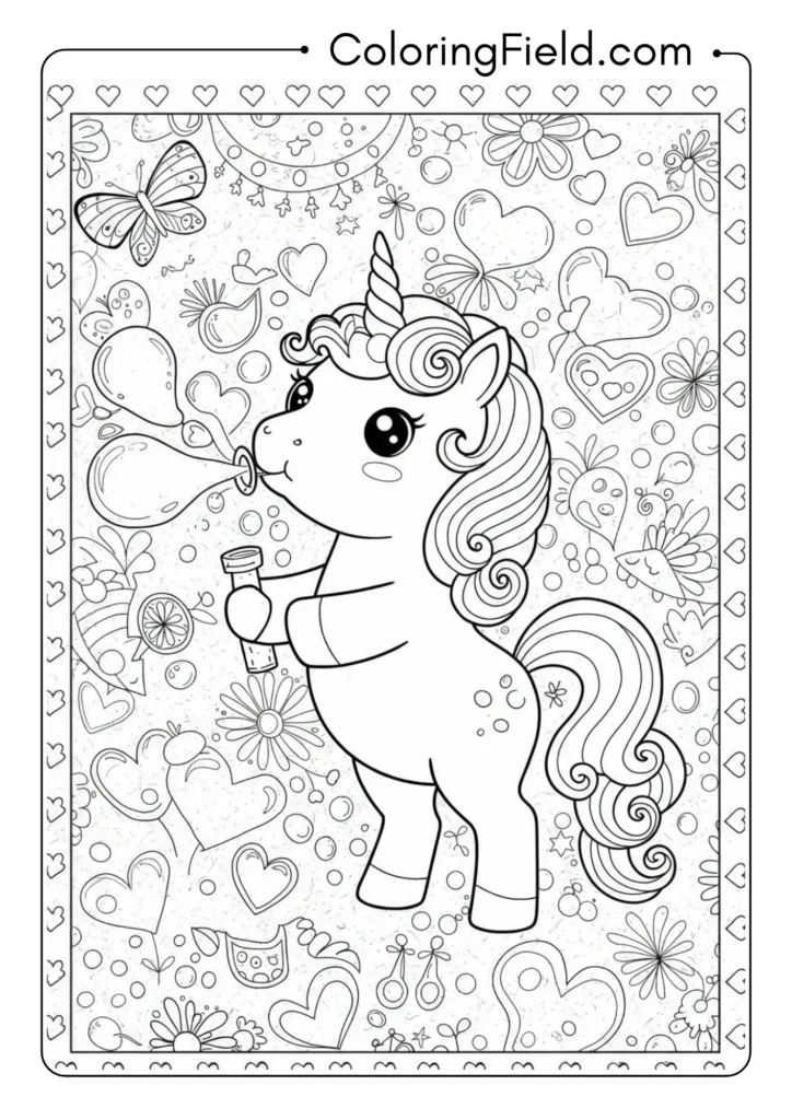 Unicorn Blowing Bubbles