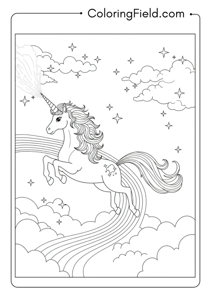 Unicorn Creating Rainbow Pathway