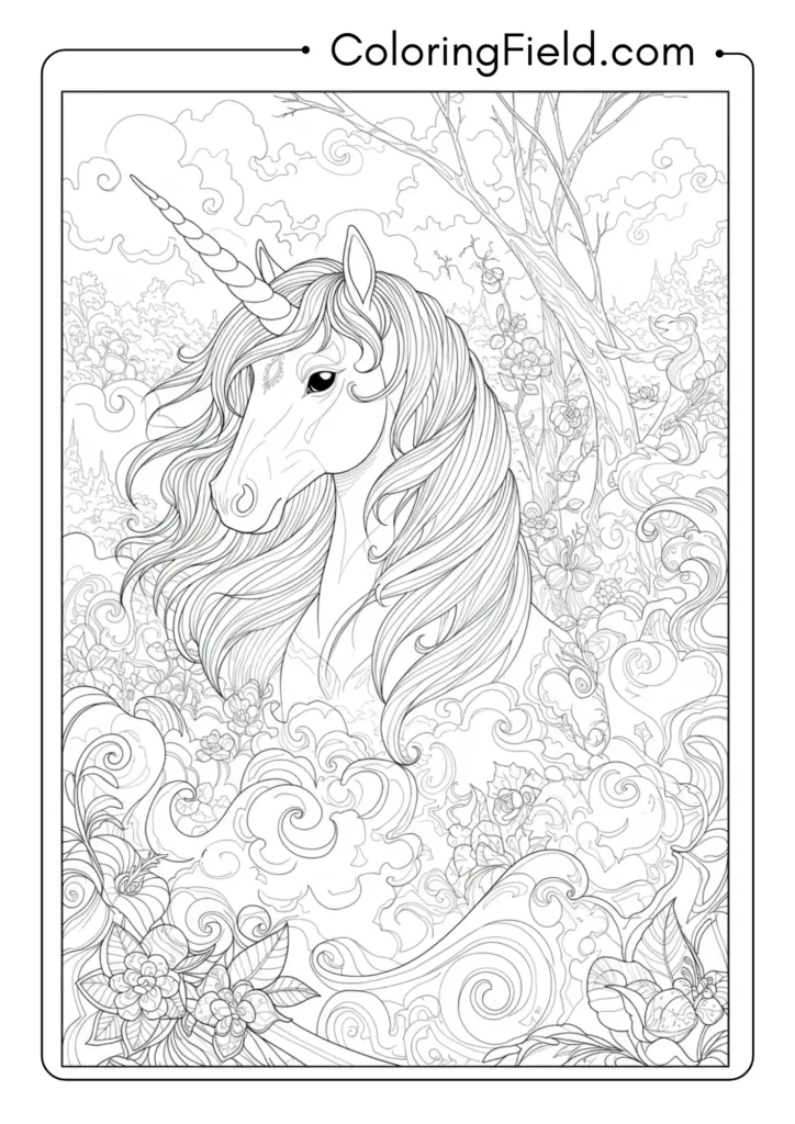 Unicorn Emerging from Mist