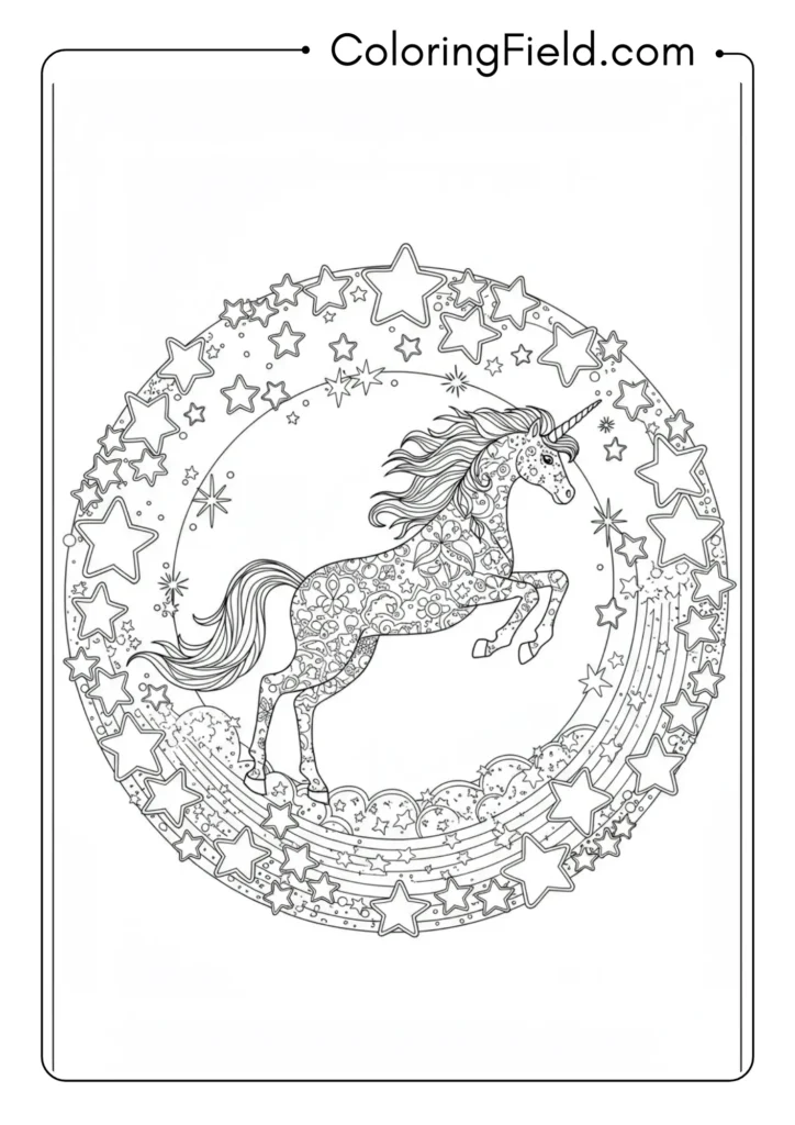 Unicorn Jumping Through Star Hoop