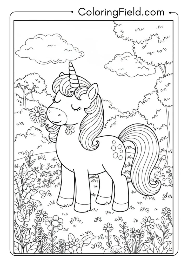 Unicorn Picking Flowers